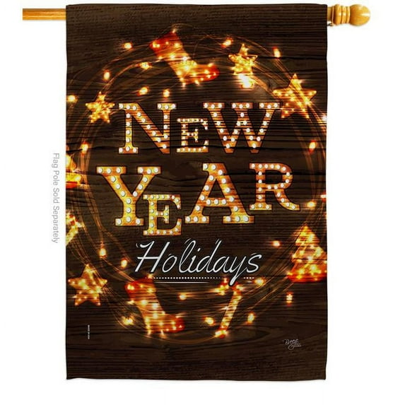 Breeze Decor H116019-BO Brightly New Year House Flag Winter 28 x 40 in. Double-Sided Decorative Vertical Flags for Decoration Banner Garden Yard Gift