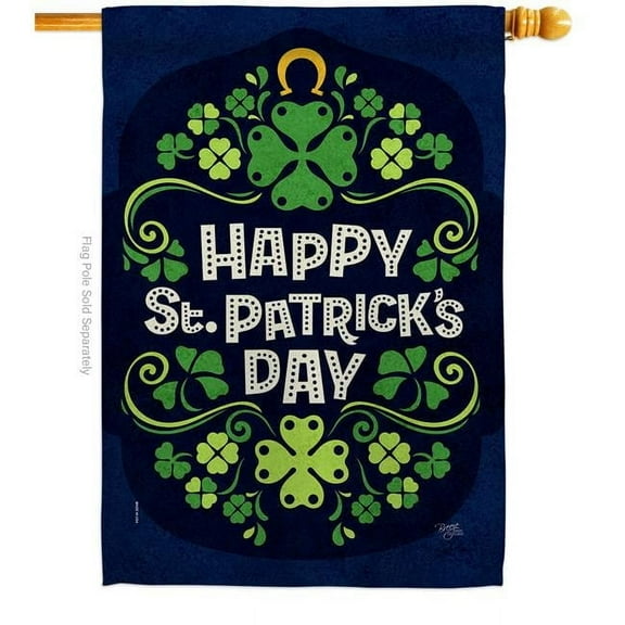 Breeze Decor H120017-BO 28 x 40 in. Lucky St Paricks House Flag Springtime Patrick Double-Sided Decorative Vertical Flags Decoration Banner Garden Yard Gift