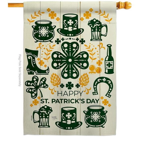 Breeze Decor H120018-BO 28 x 40 in. Irish for A Day House Flag Springtime St Patrick Double-Sided Decorative Vertical Flags Decoration Banner Garden Yard Gift