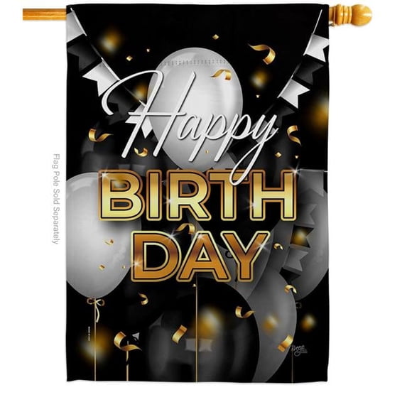Breeze Decor H120037-BO My Happy Birthday Celebration Double-Sided Garden Decorative House Flag, Multi Color