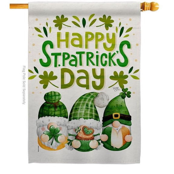 Breeze Decor H120051-BO St Patty Trop Gnome Springtime Patrick Double-Sided Garden Decorative House Flag, Multi Color