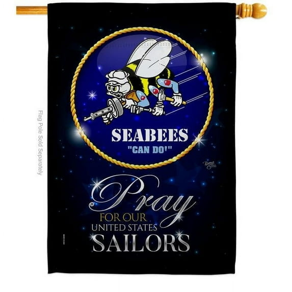 Breeze Decor H120070-BO Pray United States Forces Navy Double-Sided Garden Decorative House Flag, Multi Color