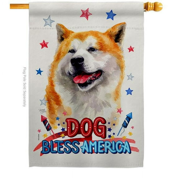 Breeze Decor H120105-BO Patriotic Akita Animals Dog 28 x 40 in. Double-Sided Decorative Vertical House Flag for Decoration Banner Garden Yard Gift