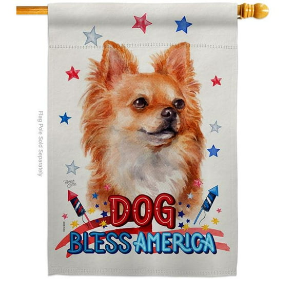 Breeze Decor H120130-BO Patriotic Brown Chihuahua Animals Dog 28 x 40 in. Double-Sided Decorative Vertical House Flag for Decoration Banner Garden Yard Gift
