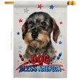 thumbnail image 1 of Breeze Decor H120135-BO Patriotic Wire Haired Dachshund Animals Dog 28 x 40 in. Double-Sided Decorative Vertical House Flag for Decoration Banner Garden Yard Gift, 1 of 1