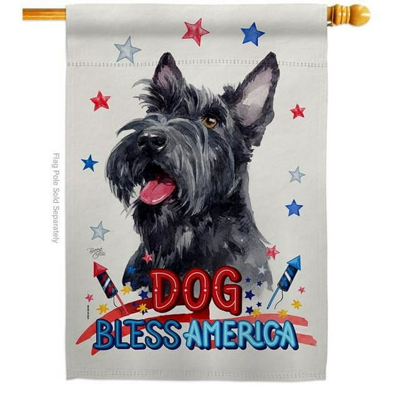 Breeze Decor H120179-BO Patriotic Scottish Terrier Animals Dog 28 x 40 in. Double-Sided Decorative Vertical House Flag for Decoration Banner Garden Yard Gift