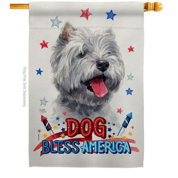 Breeze Decor H120196-BO Patriotic Westie Animals Dog 28 x 40 in. Double-Sided Decorative Vertical House Flag for Decoration Banner Garden Yard Gift