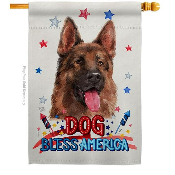 Breeze Decor H120217-BO Patriotic Red German Shepherd Animals Dog 28 x 40 in. Double-Sided Decorative Vertical House Flag for Decoration Banner Garden Yard Gift