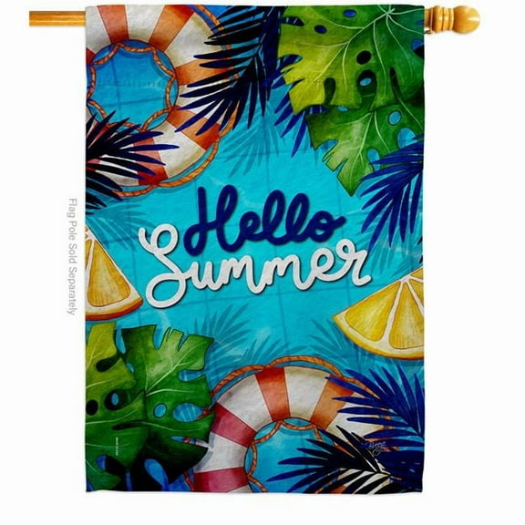 Breeze Decor H120247-BO 28 x 40 in. Hello Cool Summer Summertime Fun & Sun Double-Sided Vertical Decorative House Flag