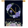 thumbnail image 1 of Breeze Decor H130248-BO 28 x 40 in. Welcome N Initial House Flag with Spring Floral Double-Sided Decorative Vertical Flags Decoration Banner Garden Yard Gift, 1 of 1