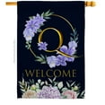 thumbnail image 1 of Breeze Decor H130251-BO 28 x 40 in. Welcome Q Initial House Flag with Spring Floral Double-Sided Decorative Vertical Flags Decoration Banner Garden Yard Gift, 1 of 1