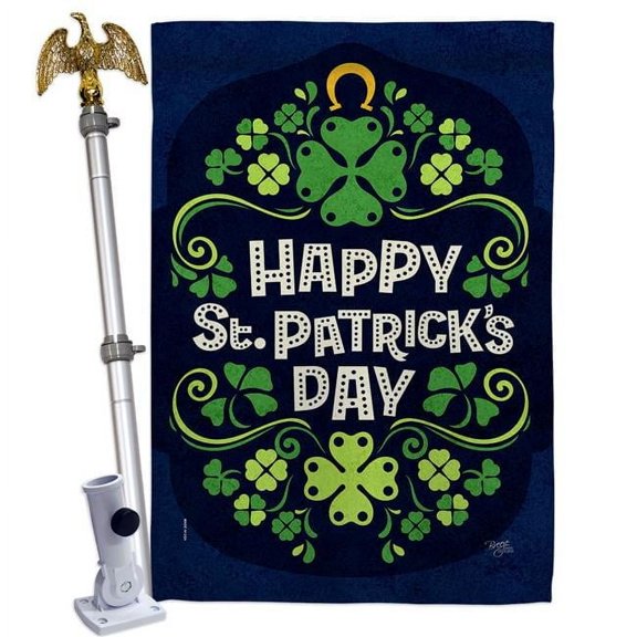 Breeze Decor HS120017-BO-02 28 x 40 in. Lucky St Paricks House Flag Set Springtime Patrick Double-Sided Decorative Vertical Flags & Decoration Banner Garden Yard Gift