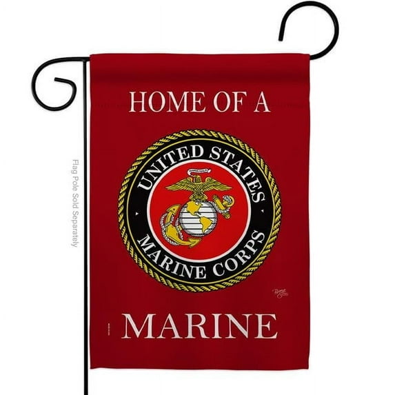 Breeze Decor  Home of Marine Corps Garden Flag Armed Forces 13 x 18.5 in. Double-Sided Decorative Vertical Flags for House Decoration Banner Yard Gift
