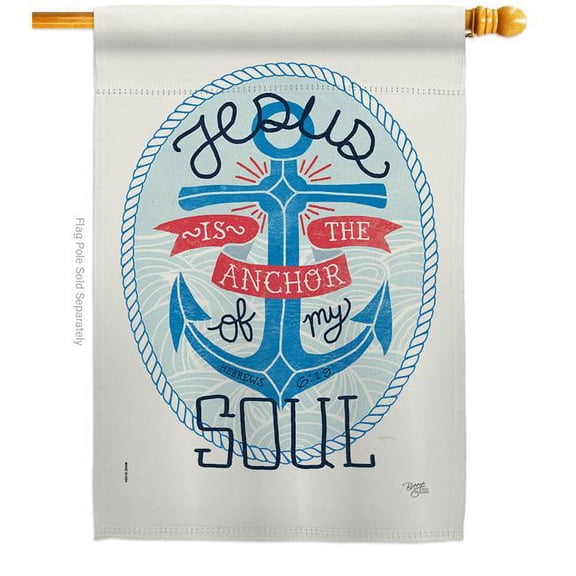 Breeze Decor Jesus is the Anchor House Flag Religious Bible Verses 28 x 40 in. Double-Sided Decorative Vertical Flags for Decoration Banner Garden Yard Gift