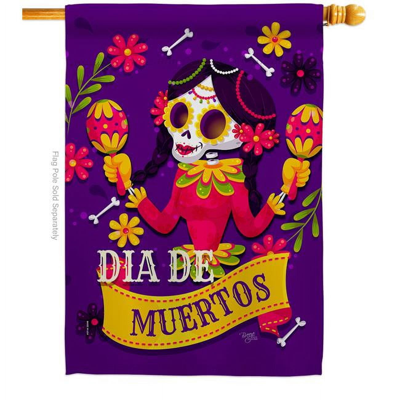 Breeze Decor Lady Dia De Muertos House Flag Fall Day of Dead 28 x 40 in ...