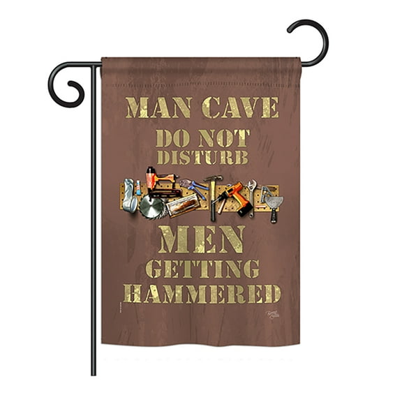 Breeze Decor - Man Cave Men Getting Hammered Inspirational - Everyday Expression Impressions Decorative Vertical Garden Flag 13" x 18.5" Printed In USA