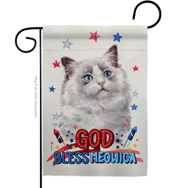 Patriotic Multicolor Ragdoll Cat Garden Flag 13 x 18.5 in