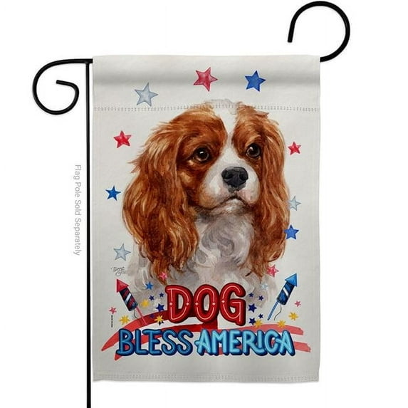 Breeze Decor Patriotic Charles Spaniel Animals Dog 13 x 18.5 in. Double-Sided Decorative Vertical Garden Flags for House Decoration Banner Yard Gift