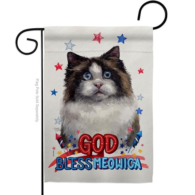 Patriotic Multicolor Ragdoll Cat Garden Flag 13 x 18.5 in