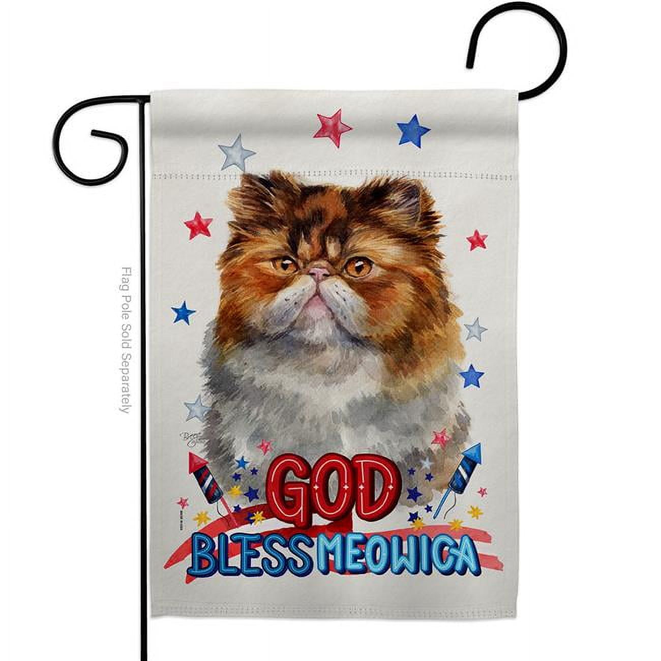 Patriotic Multicolor Persian Cat Garden Flag 13 x 18.5 in