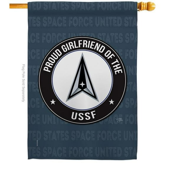 Breeze Decor Proud Girlfriend USSF House Flag Armed Forces Space Force 28 x 40 in. Double-Sided Decorative Vertical Flags for Decoration Banner Garden Yard Gift