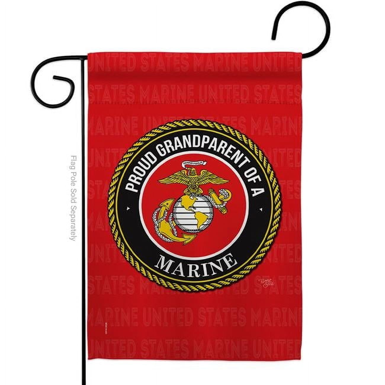 Breeze Decor Proud Grandparent Marines Garden Flag Armed Forces Marine Corps 13 x 18.5 in. Double-Sided Decorative Vertical Flags for House Decoration Banner Yard Gift