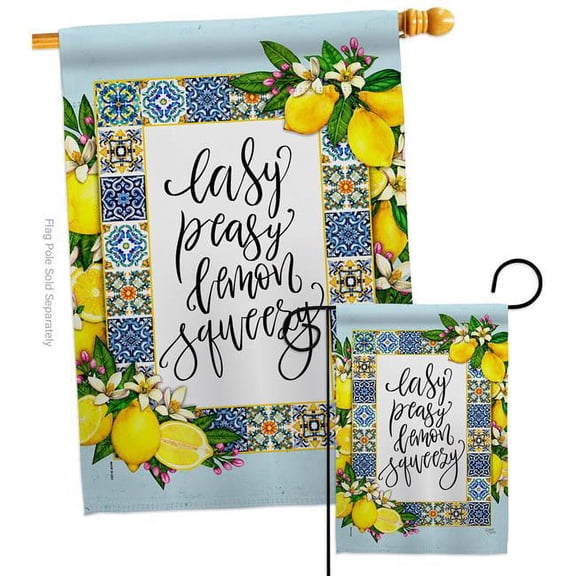 Breeze Decor S120262-BO Easy Lemon Food Fruit 28 x 40 in. Double-Sided Decorative Vertical House Flags Set for Decoration Banner Garden Yard Gift