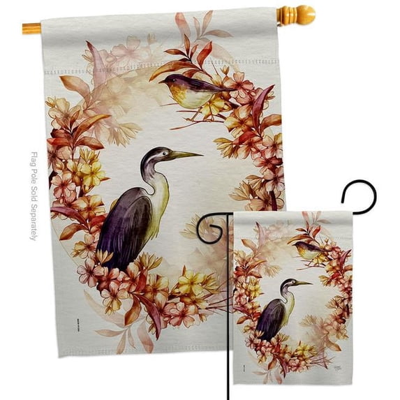Breeze Decor S120266-P3 Birds Wreath Animals Bird 28 x 40 in. Double-Sided Decorative Horizontal House Flags Set for Decoration Banner Garden Yard Gift