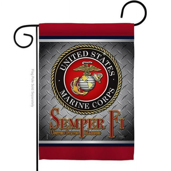 Breeze Decor  Semper Fi US Marine Garden Flag Armed Forces Corps 13 x 18.5 in. Double-Sided Decorative Vertical Flags for House Decoration Banner Yard Gift