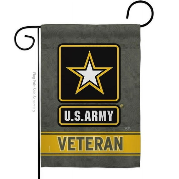 Breeze Decor US Army Veteran Garden Flag Armed Forces 13 x 18.5 in. Double-Sided Decorative Vertical Flags for House Decoration Banner Yard Gift