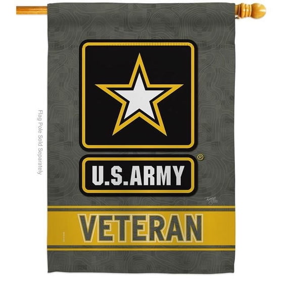 Breeze Decor US Army Veteran House Flag Armed Forces 28 x 40 in. Double-Sided Decorative Vertical Flags for Decoration Banner Garden Yard Gift