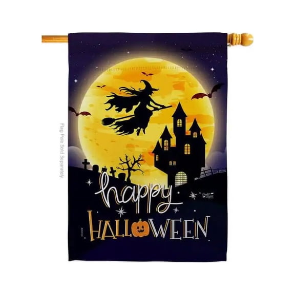 Breeze Decor Witchy Witch Halloween Fall Time Decor Flag House Flag 28" x 40" Double Sided-Thick Fabric Made in USA