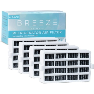 Breeze by MAYA W10311524 Refrigerator Air Filter Replacement for Whirlpool, W10311524, AIR1, Maytag, Kitchenaid and Jenn-Air, FreshFlow Air Filter 4-Pack