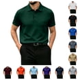 thumbnail image 1 of Breeze Polo Shirts Men Casual Short Sleeve Wear Collared Textured Shirt Summer Stretchy Quick Dry Golf Shirts with Pocket Dark Green 3XL, 1 of 6