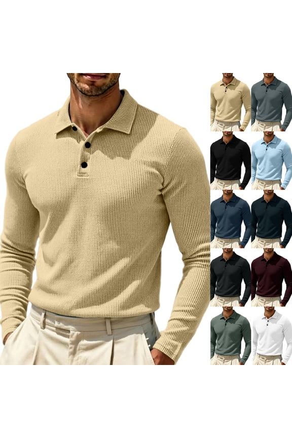 Breeze Polo Shirts for Men Beer Belly Long Sleeve Quick Dry Polo Shirts for Golf Business Casual 2026,M,Beige