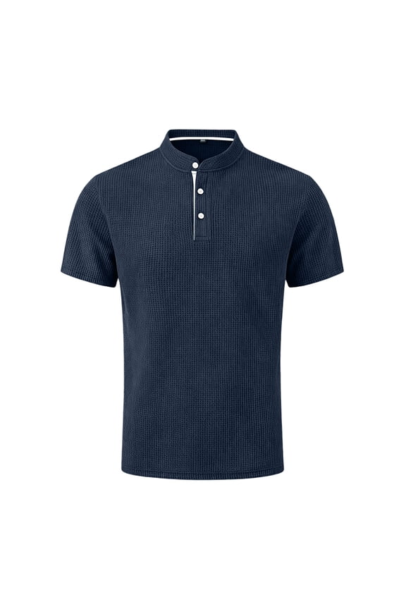 Breeze Polo Shirts for Men Beer Belly Ultra Comfortable Stretchy Quick Dry Textured Collared Short Sleeve Shirts for Office Summer Daily Navy 3XL