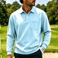 thumbnail image 1 of Breeze Polo Shirts for Men Long Sleeve Henley Button T Shirts Causal Loose Lightweight Breathable Tees, 2XL, 1 of 9