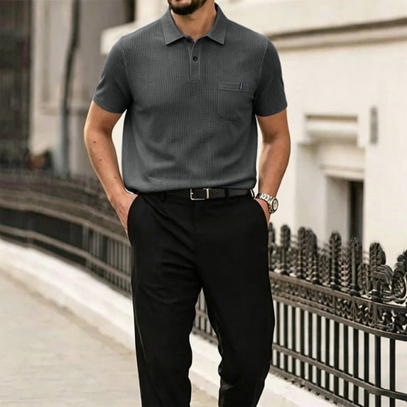 Breeze Polo Shirts for Men Short Sleeve Beer Belly Collared Textured Shirt Stretchy Quick Dry Golf Casual Cool Tops, 3XL