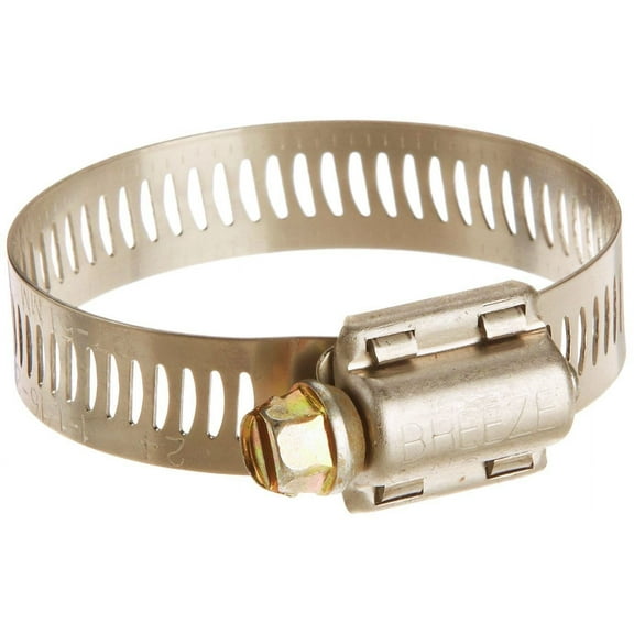 Breeze Power-Seal Stainless Steel Hose Clamp, Worm-Drive, SAE Size 24, 1-1/16" to 2" Dia, 1/2" Bandwidth (Pack of 10)
