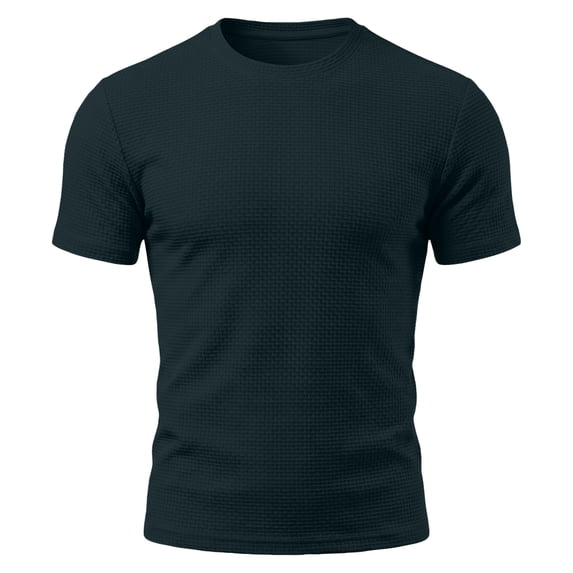 Breeze Shirts for Men Beer Belly Short Sleeve Textured Work Shirts Crew Neck Tretchy Quick Dry Soft Top, L