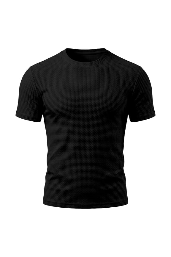 Breeze Shirts for Men, Mens T Shirt Casual Crewneck Stretch Short Sleeve Knit Tees Solid Color Ice Silk Black 2XL