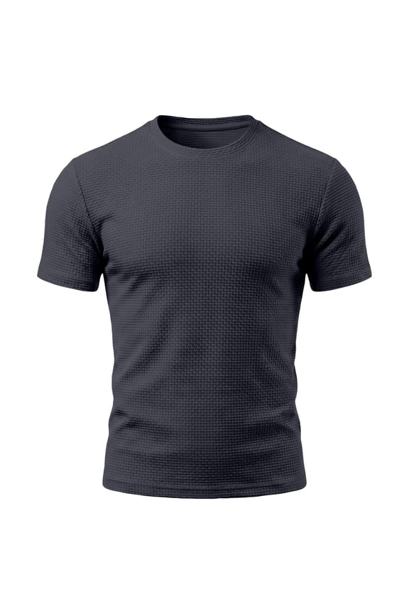 Breeze Shirts for Men, Mens T Shirt Casual Crewneck Stretch Short Sleeve Knit Tees Solid Color Ice Silk Dark Gray XL