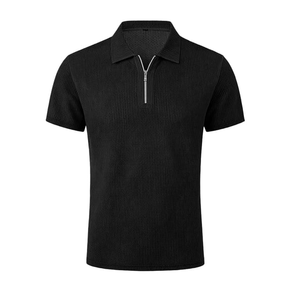 Breeze Shirts for Men Ultra Comfortable Beer Belly Golf Lightweight Stretchy Collared Textured Casual Polo Shirts for Daily Black L