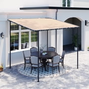 Breezestival 10x8 Lean to Pergola Outdoor Gazebo with Water Resistant & UV-Resistant, Sloped Roof Awning Wall-Mounted Canopy for Patio Backyard, Deck, or Garden Khaki