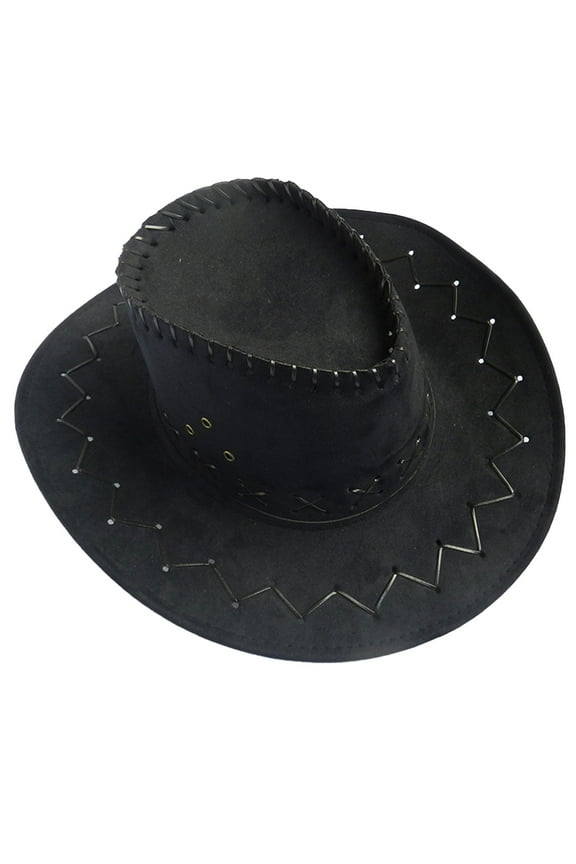 Adjustable Western Style Summer Hat with Wide Brim for Sun Protection Perfect for Travel and Outdoor Activities Black