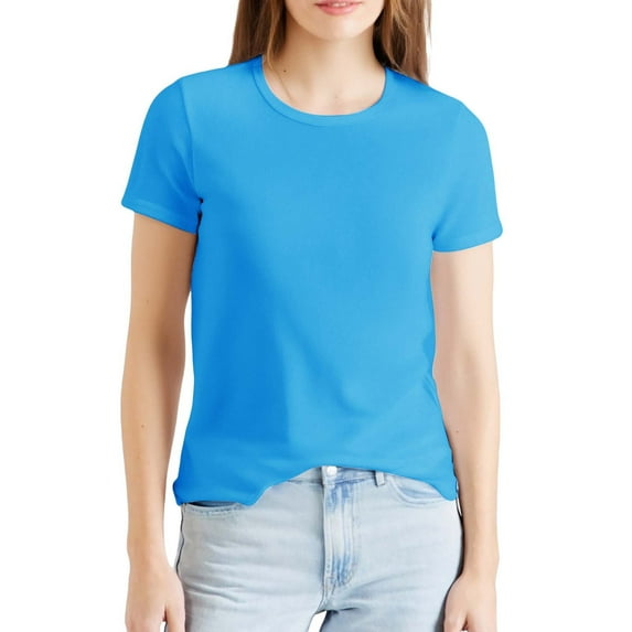 Breezora Athletic Moisture Wicking Workout Top for Women Ultra Lightweight Mesh Panel Design for Gym Running and Tennis M Size Blue