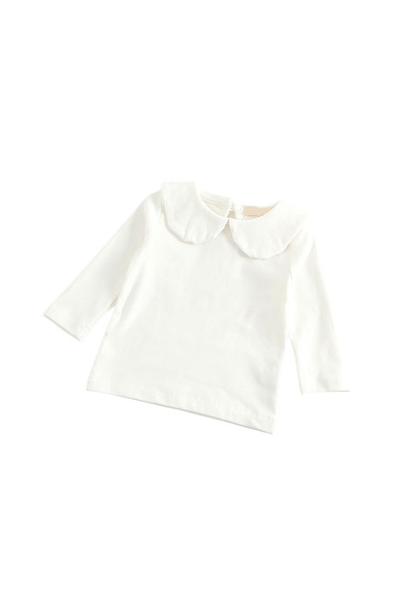 Baby Girls Solid Color Flannel Long Sleeve T Shirt Toddler Casual Soft Button Down Blouse Top 100 Size White