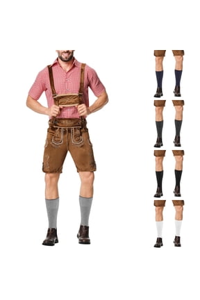 Bavarian Trachten Socks for Men Striped Knit Crew Socks Breathable Large Size Comfortable Lederhosen Socks for Oktoberfest Costume Outfit