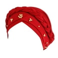 thumbnail image 1 of Breezora Beaded Headwrap Scarf Braided Turban Cap for Women Fashion Headwear Accessory Red, 1 of 7
