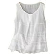 thumbnail image 1 of Breezora Bohemian Embroidered Linen Tank Top Women's Strappy Summer Vest Casual Wear XL Size White, 1 of 10